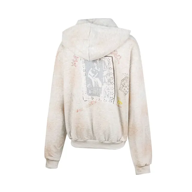Distressed Graffiti Graphic Zip-Up Hoodie product photo