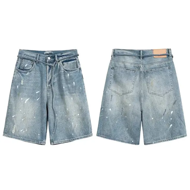 Acne Studios Paint-Splatter Denim Shorts product photo